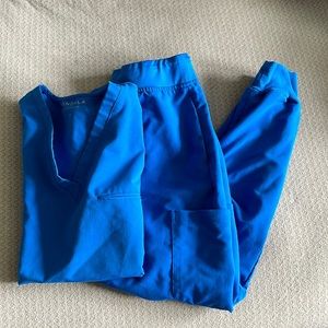 Blue Jogger Scrubs Set